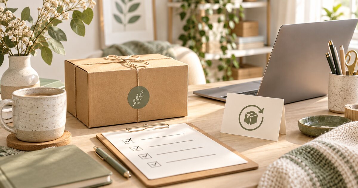 Etsy shop policy checklist with shipping and returns notes