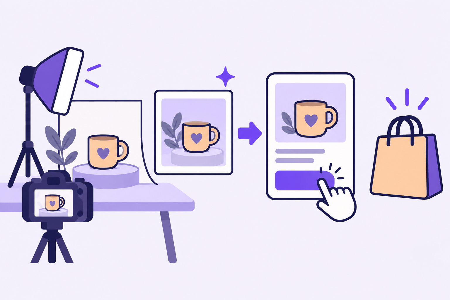 Product photography workflow turning an Etsy product image into a buyer click